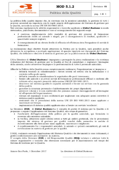 politica qualita